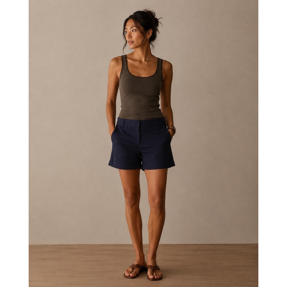 J.Crew Womens 5 Inch Chino Shorts Navy Blue Cotton Twill Size 16 NWT
